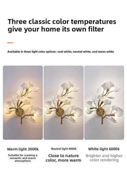 Luxury Acrylic Ginkgo Leaf Wall Lamp Living Room Background Creative Wall Light Foyer Hallway Bedroom Nordic Light