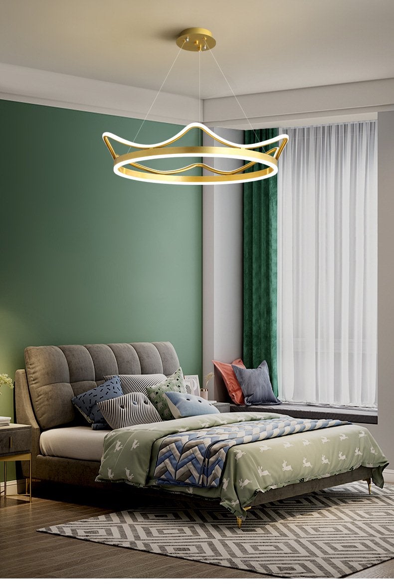 The Living Room Is Simple with Modern Crown Led Chandeliers