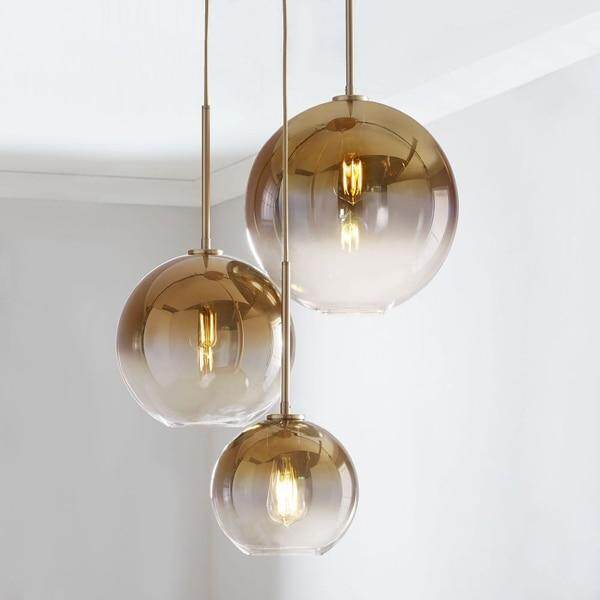 Modern Glass Ball Pendant Light Gradient Color Hanging Lamp Hanglamp Kitchen Light Fixture Dining Living Room Luminaire