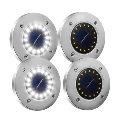 4Pack Solar Garden Lights 16/20 LED Solar Ground Lights Waterproof Light Underground Sensing Landscape Lights for Lawn Pathway