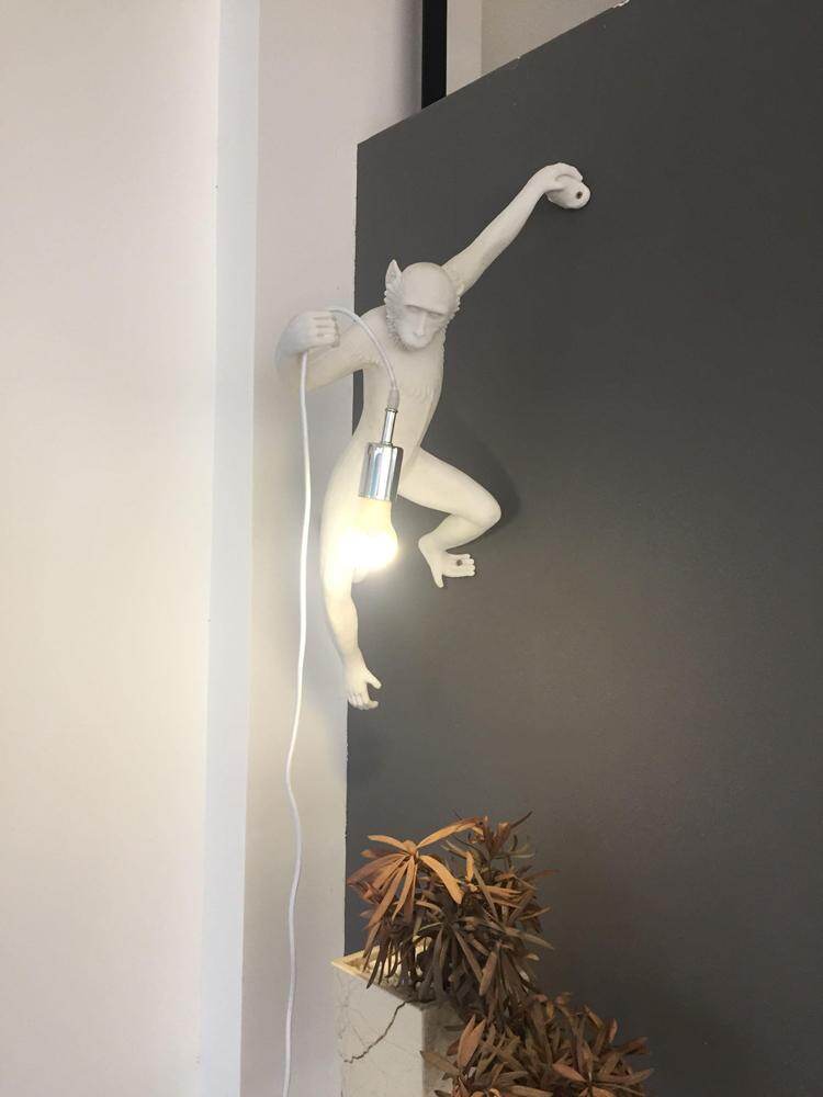 Modern Black Monkey Lamp Hemp Rope Pendant Lights American Country Resin Loft Industrial Hanging Luminaire Home Decor