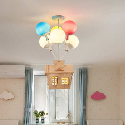 Balloon Creative Dream Cartoon Flying House Ceiling Lamp