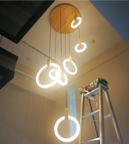 LED Nordic Wooden Iron Acryl Rings DIY LED Lamp LED Light.Pendant Lights.Pendant Lamp.Pendant light For Dinning Room Foyer
