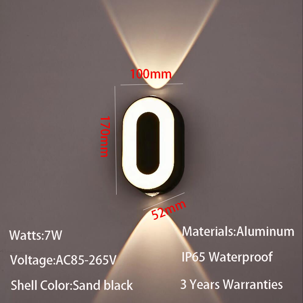 LED Wall Lamp AC85-265V 7W Digit Number Modern Minimalism Style IP65 Waterproof Outdoor Wall Lamp Lamp with 3 Years Warranties