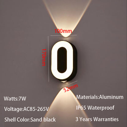 LED Wall Lamp AC85-265V 7W Digit Number Modern Minimalism Style IP65 Waterproof Outdoor Wall Lamp Lamp with 3 Years Warranties
