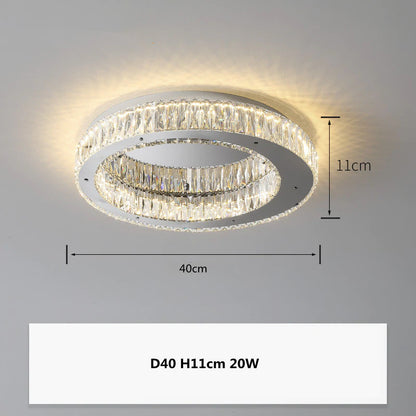 Modern Luxury Crystal LED Ceiling Light Living Room Kitchen Island Lamp Stainless Steel Round Chrome Art Ceiling Pendant Fixture