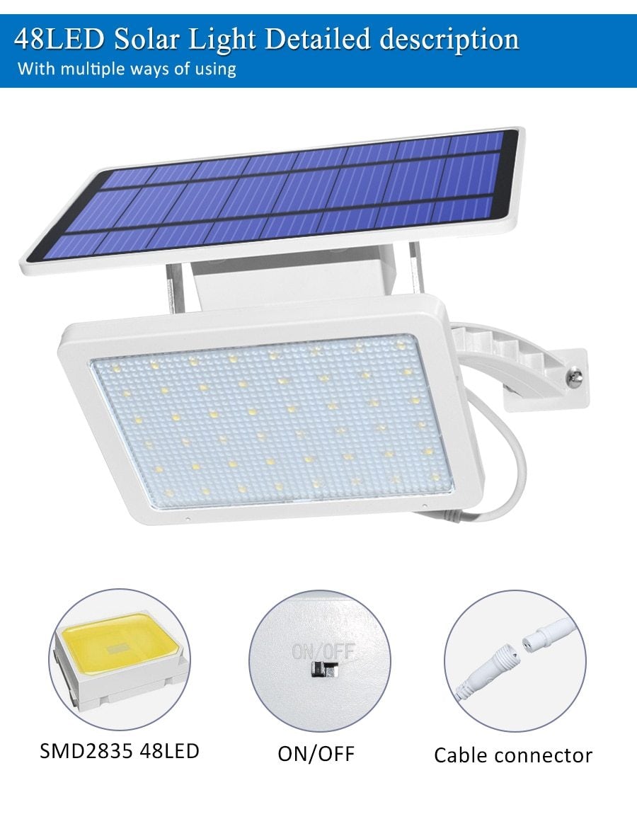 48 leds Solar Light Super Bright Adjustable Lighting Angle Outdoor Solar Garden Lamp Waterproof Lighting For Wall Yard Street