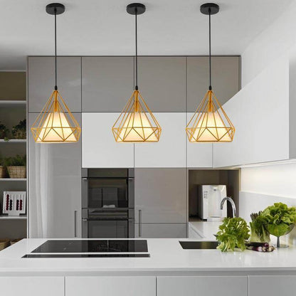 Modern Black Birdcage Pendant Light Iron Minimalist Retro Scandinavian Loft Pyramid Pendant Lamp Metal Cage With E27 ZDD0001