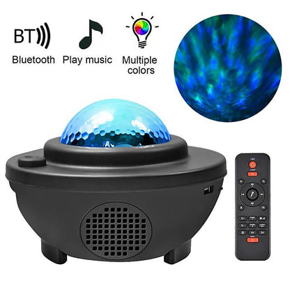 LED Star Night Light Wave Sky Starry Galaxy Projector Blueteeth USB Voice Control Music Player 360 Rotation Night Lighting Lamp