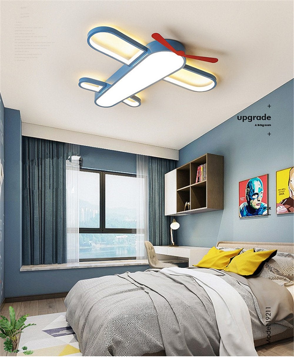 Modern Kids Room LED Lamp Ceiling Light Novelty Cartoon The Plane Bedroom Shop Colorful Lighting Fixture
