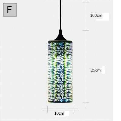 Modern 3D Colorful Romantic Starry Sky Hanging Glass Shade Pendant Lamp Lights Fixture E27 For Bedroom Restaurant Living Room