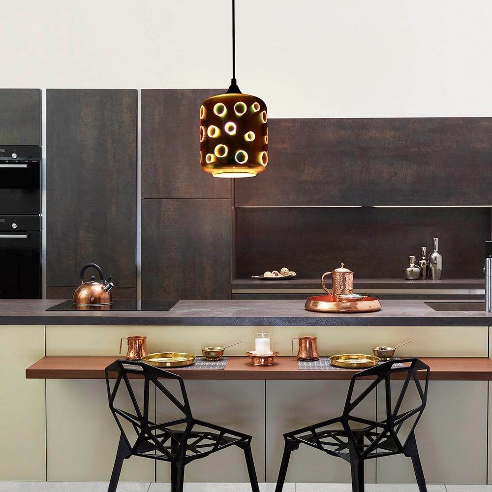 Modern 3D Colorful Romantic Starry Sky Hanging Glass Shade Pendant Lamp Lights Fixture E27 For Bedroom Restaurant Living Room
