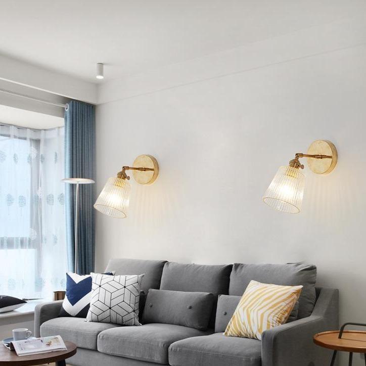 Nordic Retro Livingroom Bedroom Bedside Full Copper Wall Lamp