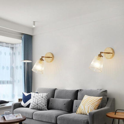 Nordic Retro Livingroom Bedroom Bedside Full Copper Wall Lamp