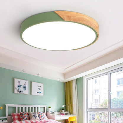 LED Ceiling Light Modern Dining Room Bedroom Decoration Lighting Ultra-thin Ceiling Lamp 2.4G Remote Control Dimming Iron + Wood