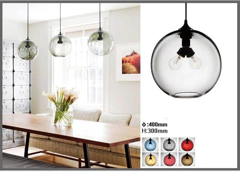 Modern Loft E27 Glass Bowl Pendant Lights Colorful Simple Hanging Lamps For Kitchen Living Room Bedroom Restaurant Hotel Room