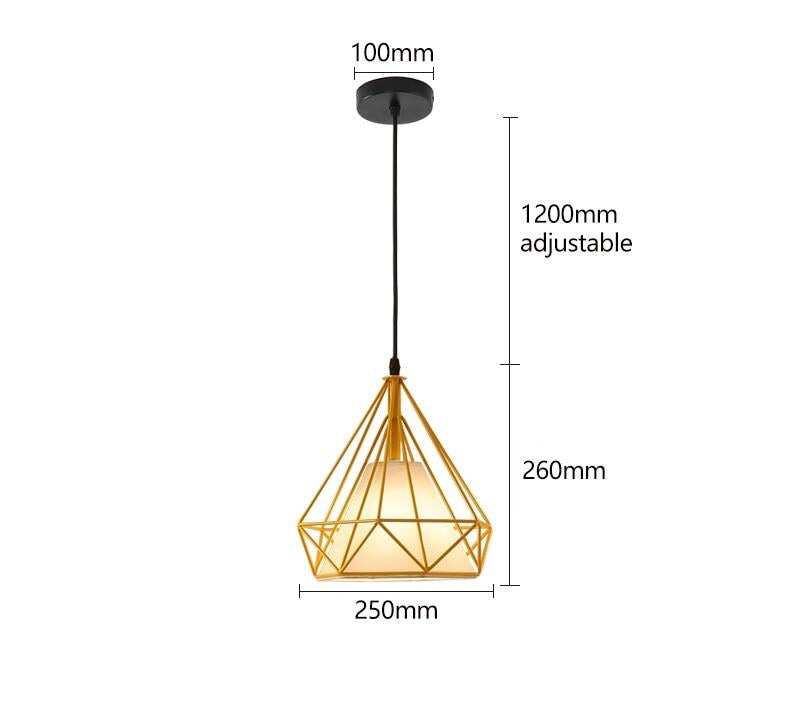 Modern Black Birdcage Pendant Light Iron Minimalist Retro Scandinavian Loft Pyramid Pendant Lamp Metal Cage With E27 ZDD0001
