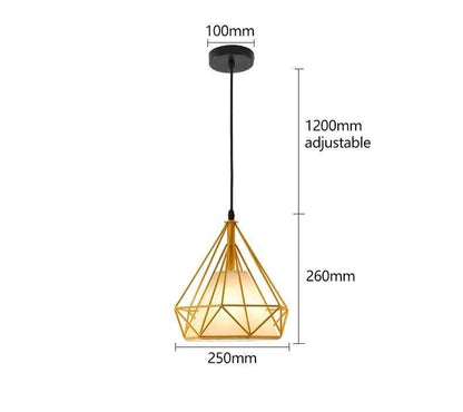 Modern Black Birdcage Pendant Light Iron Minimalist Retro Scandinavian Loft Pyramid Pendant Lamp Metal Cage With E27 ZDD0001
