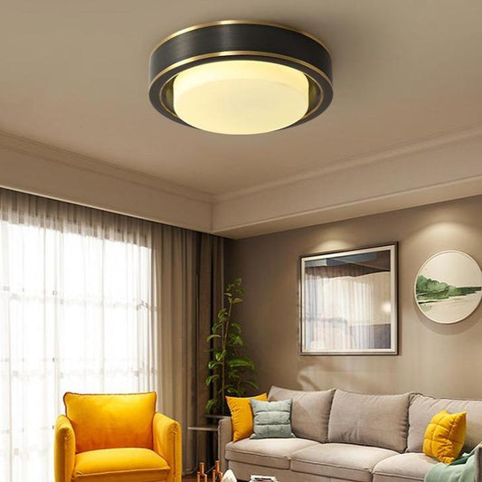 Simple Modern Room Living Room Black Copper Ceiling Lamp