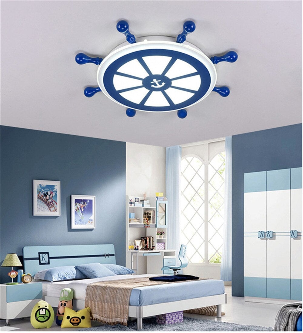 Novelty Kids Room The Rudder LED Lamp Europe Ceiling Light Modern Cartoon Light Boy Bedroom Shop Lighting Fixture