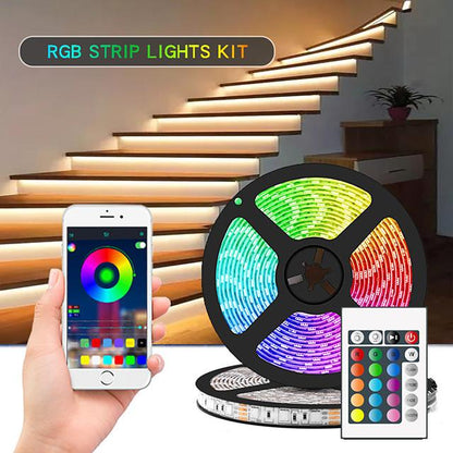 Intelligent Dimming App Control Flexible Led Strip Lights 15M (3x5M) 2835 RGB SMD IR 24 Key Controller with 12V 3A Adapter Kit