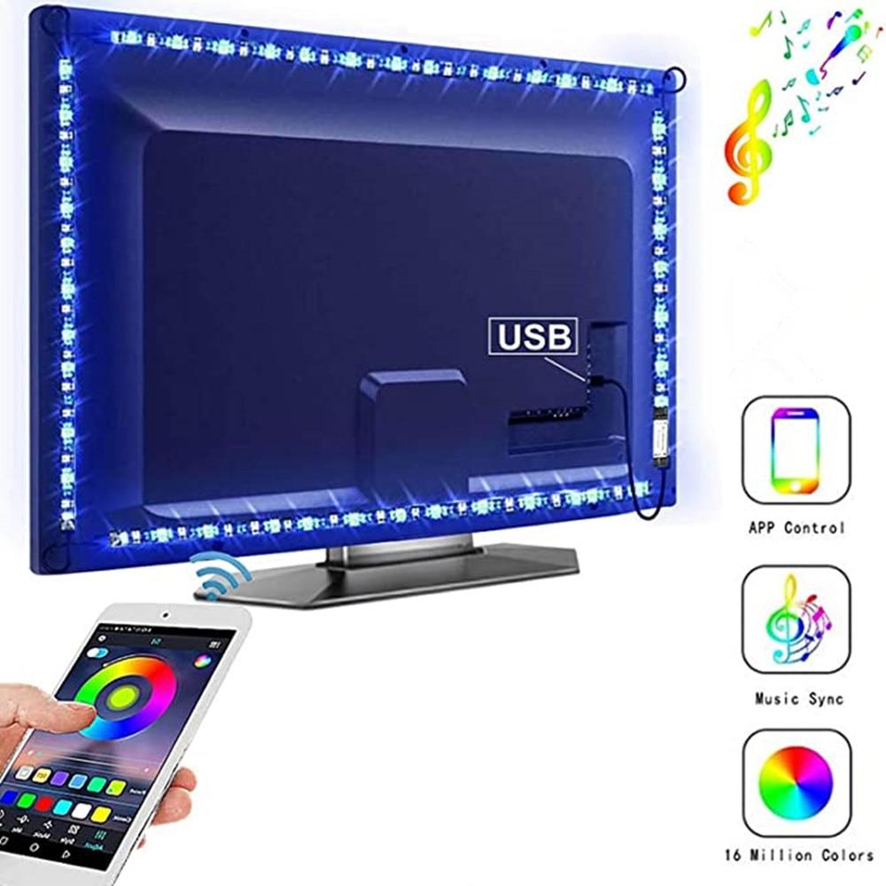 Led Strip Light RGB 5050SMD DC 5V Flexible Ribbon 2835SMD 1M 2M 3M Tape Diode USB Led Strip Lamp Bluetooth Music TV Backlight