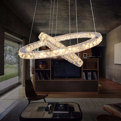 Crystal Modern led ceiling light warm white Bedroom living room lights Circle Rings Cristals avize Indoor Modern Ceiling Lamp