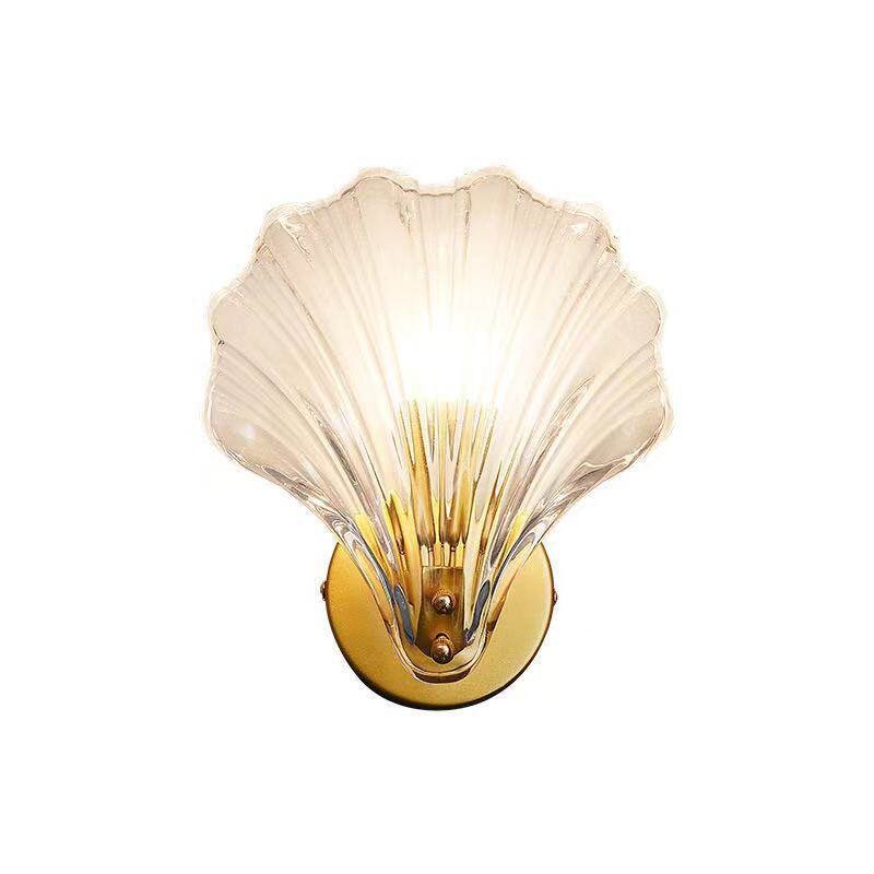 Simple Glass Shell Wall Lamp Bedroom Living Room Corridor Wall Light E14 Bedside Lamps Indoor Decoration Fixtures