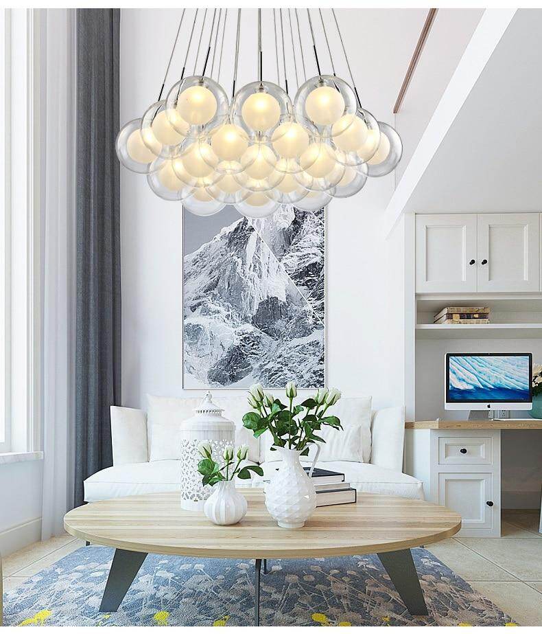 Modern LED Chandelier Lighting Nordic Glass Ball  Lamp Living Room Hanging Lights Home Deco Dining Room Bedroom Fixtures
