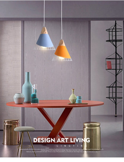Modern Wood Pendant Lights led hang lamp Colorful Aluminum Pendant Lamps for Living room/Bedroom/Restaurant lights