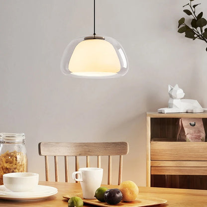 Denmark Design Glass Pendant Lamp Dia 25 40cm Nordic Postmodern Simple Living Dining Room Bedroom Double Glass hanging Lighting