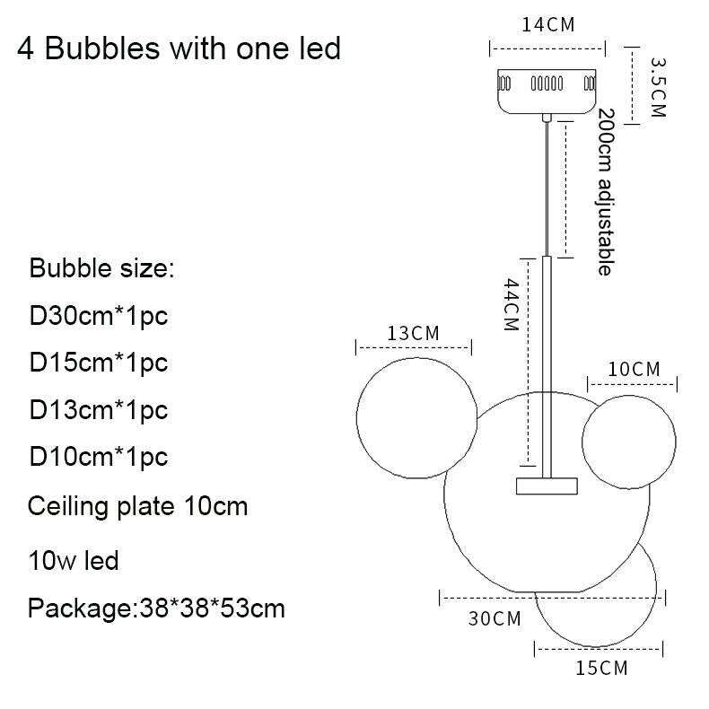 Modern Creative Clear Glass Bubble Ball LED Pendant Llights Kitchen Bedroom Store Cafe Interior Lighting Decorative Hanging Lamp