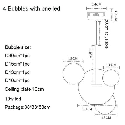 Modern Creative Clear Glass Bubble Ball LED Pendant Llights Kitchen Bedroom Store Cafe Interior Lighting Decorative Hanging Lamp