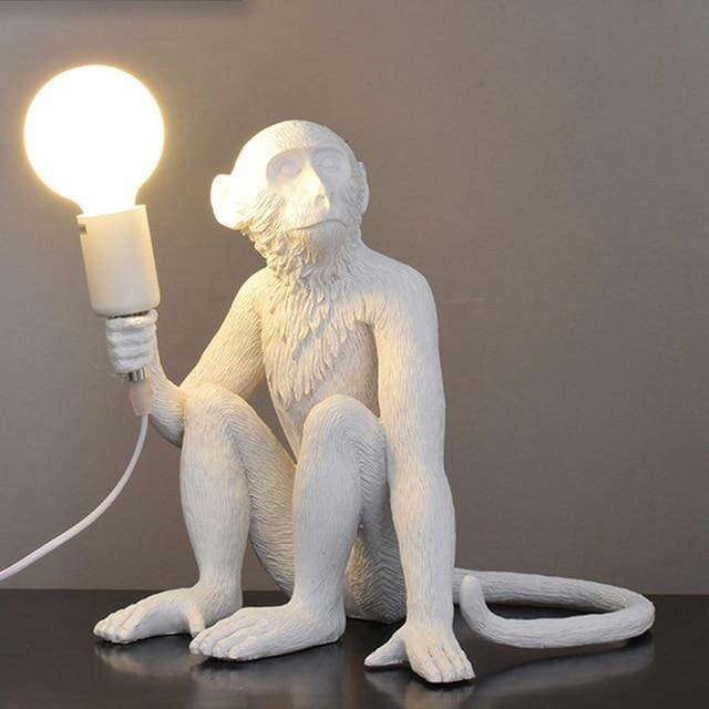 Resin Black White Gold Monkey Lamp Pendant Light For Living Room Lamps Art Parlor Study Room Led Lights lustre With E27 Led Bulb
