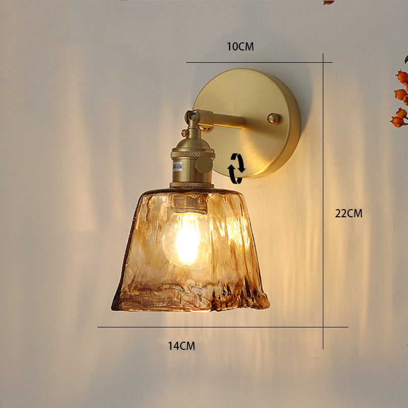 Nordic Style Retro Japanese Style Brass Glass Wall Lamp Home Bar Restaurant Bedroom Lamp Creative Wall Lamp