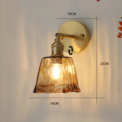 Nordic Style Retro Japanese Style Brass Glass Wall Lamp Home Bar Restaurant Bedroom Lamp Creative Wall Lamp