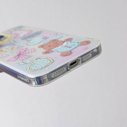 Cute Cartoon Bear Mobile Phone Case for IPhone 17 16 Promax 15 14 13 12 11 IPhone16pro Bow Bracelet Protective Case