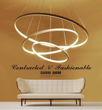 Modern Circle Rings Acrylic Aluminum Pendant Lights For Living Room Dining Room