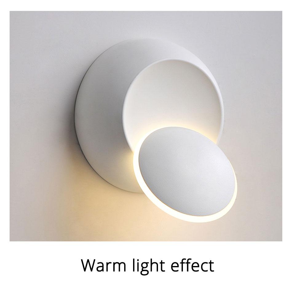 LED Wall Lamp 360 degree rotation adjustable bedside light White and Black creative wall lamp Black modern aisle round lamp