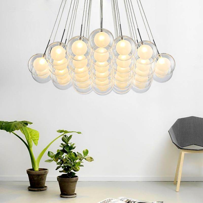 Modern LED Chandelier Lighting Nordic Glass Ball  Lamp Living Room Hanging Lights Home Deco Dining Room Bedroom Fixtures
