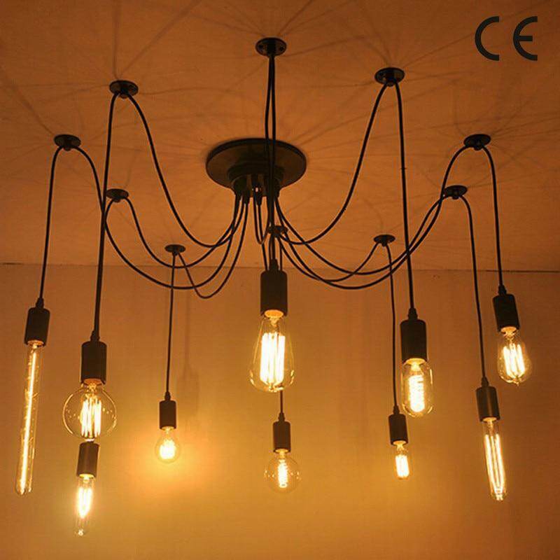 Modern Big Spider Industrial Black Vintage Pendant Lamp Loft Led 14 Heads E27 Hanging Lights For Living Room Restaurants Kitchen