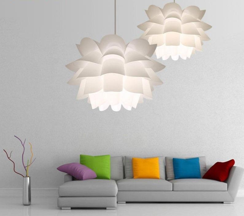 DIY Lily Lotus IQ Puzzle Pendant Lampshade E27 Pendant Light Cafe Restaurant Ceiling Room Decoration LED Hanging Lamp