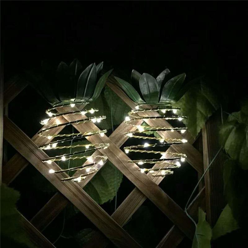 Solar Garden Lights Pineapple Shape Outdoor Solar Hanging Light Waterproof Wall Lamp Fairy Night Lights Iron Wire Art Home Decor