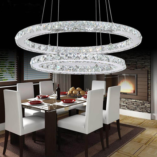 Crystal Modern led ceiling light warm white Bedroom living room lights Circle Rings Cristals avize Indoor Modern Ceiling Lamp