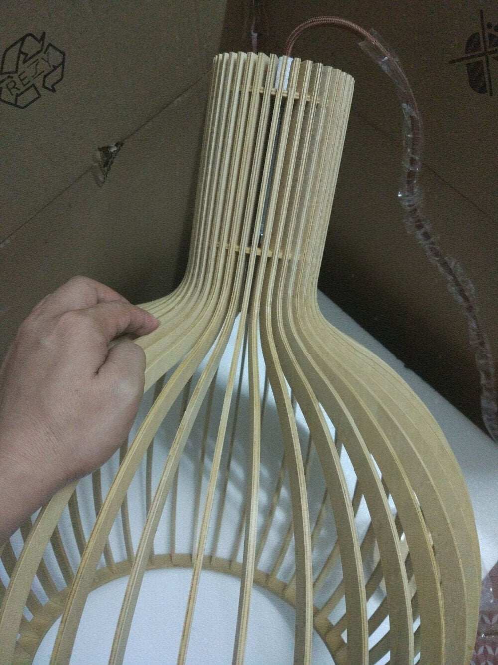 Modern Black Wood Birdcage E27 Bulb Pendant Light Nordic Home Deco Weaving Wooden Pendant Lamp