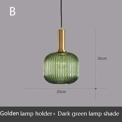 Novelty Stripe Glass Hanging Lights E27 LED 6 Color Lamp Holder Pendant Lamp For Kitchen Living Room Bedroom Hotel Restaurant