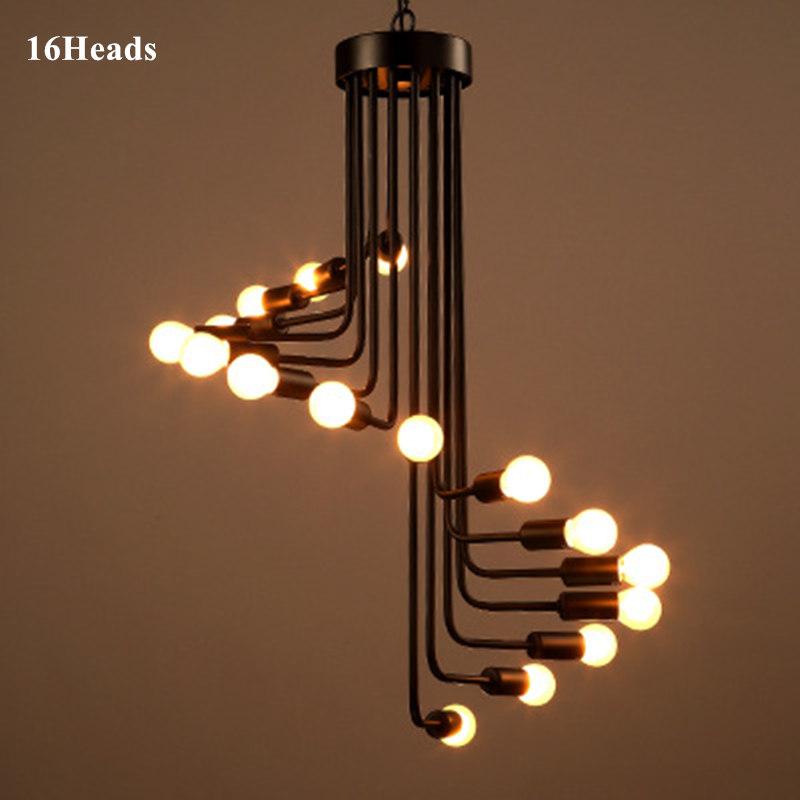 16/26Heads American Country Retro Ceiling Fixture Pendant Light Vintage Style Metal Art Lamp Industrial Loft Retro Droplight