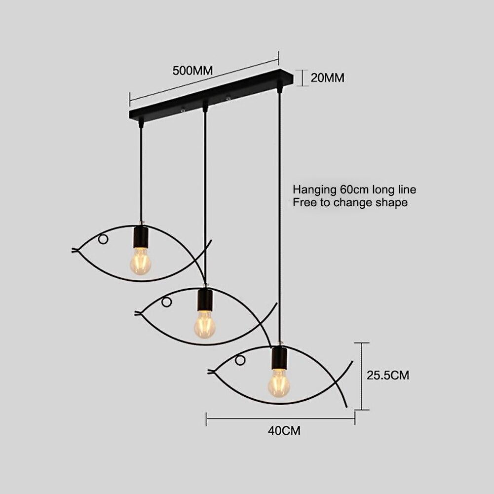 Nordic Simple Iron Chandeliers Creative Restaurant Bar Small Fish Pendant Lamps Decorative E26/E27