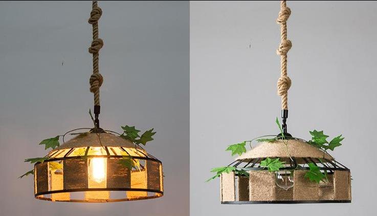 Hemp Rope Lamp Retro Creative Personality American Rural Small Chandelier