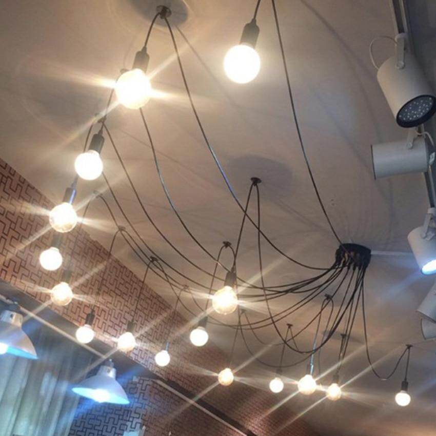 Mordern Nordic Retro Edison Bulb Light Chandelier Vintage Loft Antique Adjustable DIY Art Spider Ceiling Lamp Fixture Light